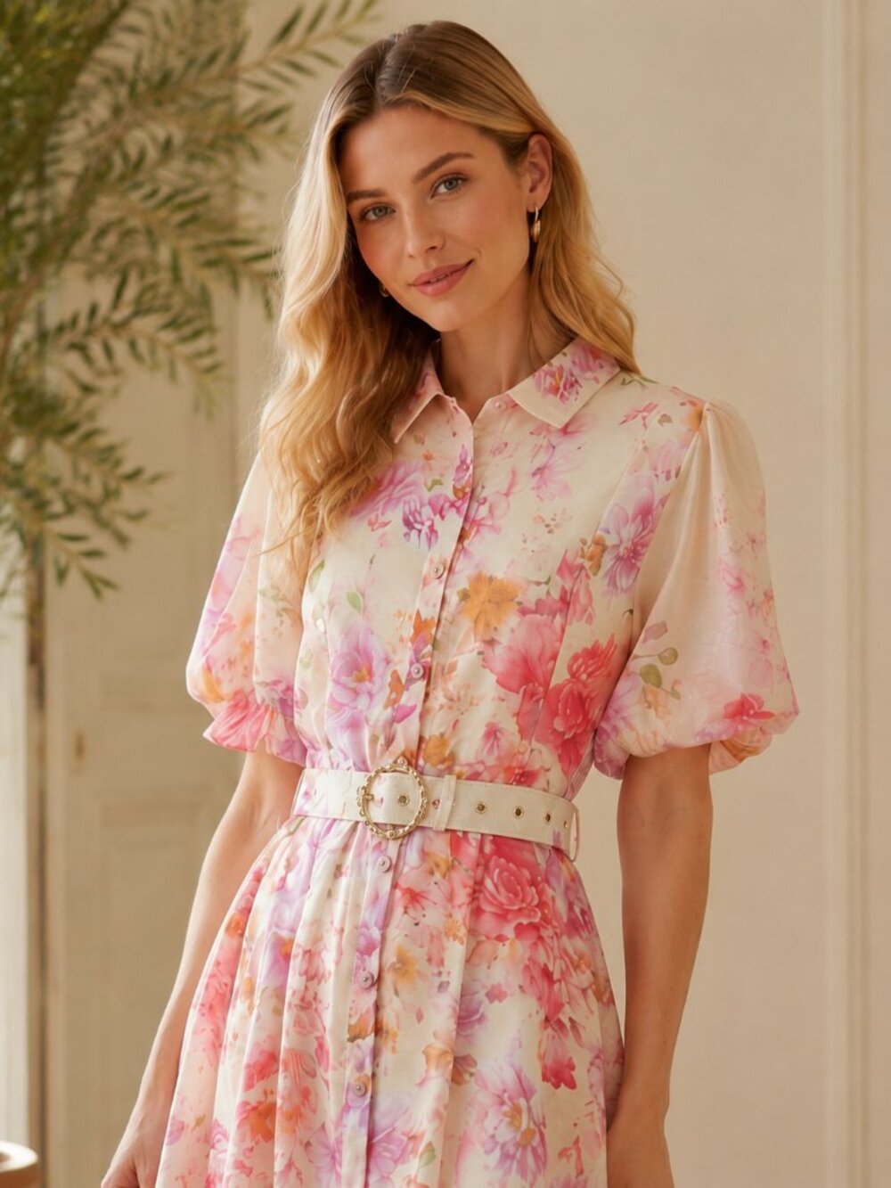 Pink Floral Mini Dress - Picture 2 of 5
